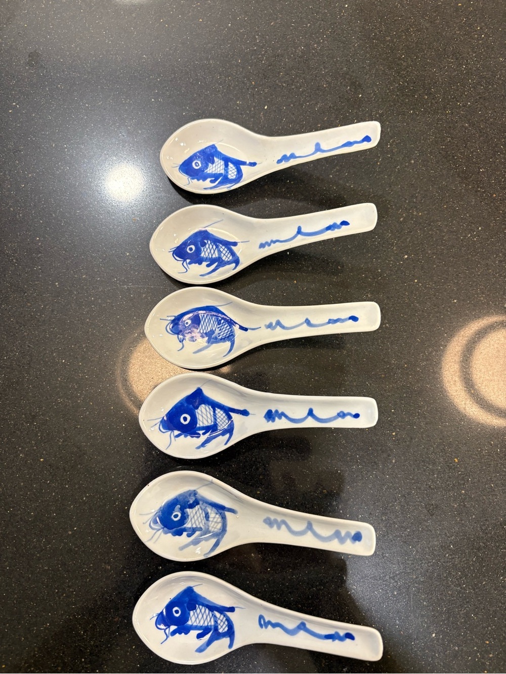 Vintage Koi Porcelain Soup Spoons - set of 6